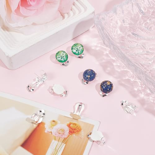 SUNNYCLUE 1 Box 40Pcs Stainless Steel Clip on Earrings Round Flat Back Tray Earring Clips Non Pierced Ears Earring Converter Clip Earring Findings for Jewelry Making Supplies DIY Earrings Crafts Women - Image 4