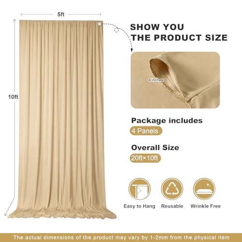 Cortinas de fondo champagne 20x10ft 4 paneles miniatura 4