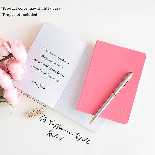 Image of NEORAH - A6 Ruled Notebook SOFT COVER | Organiser REFILL | Ruled Journal | 110 GSM | 160 pages (Size 14.8 cm x 10.5 cm) Planner Journaling Writing Note Taking Diary, Travellers Journal-PINK
