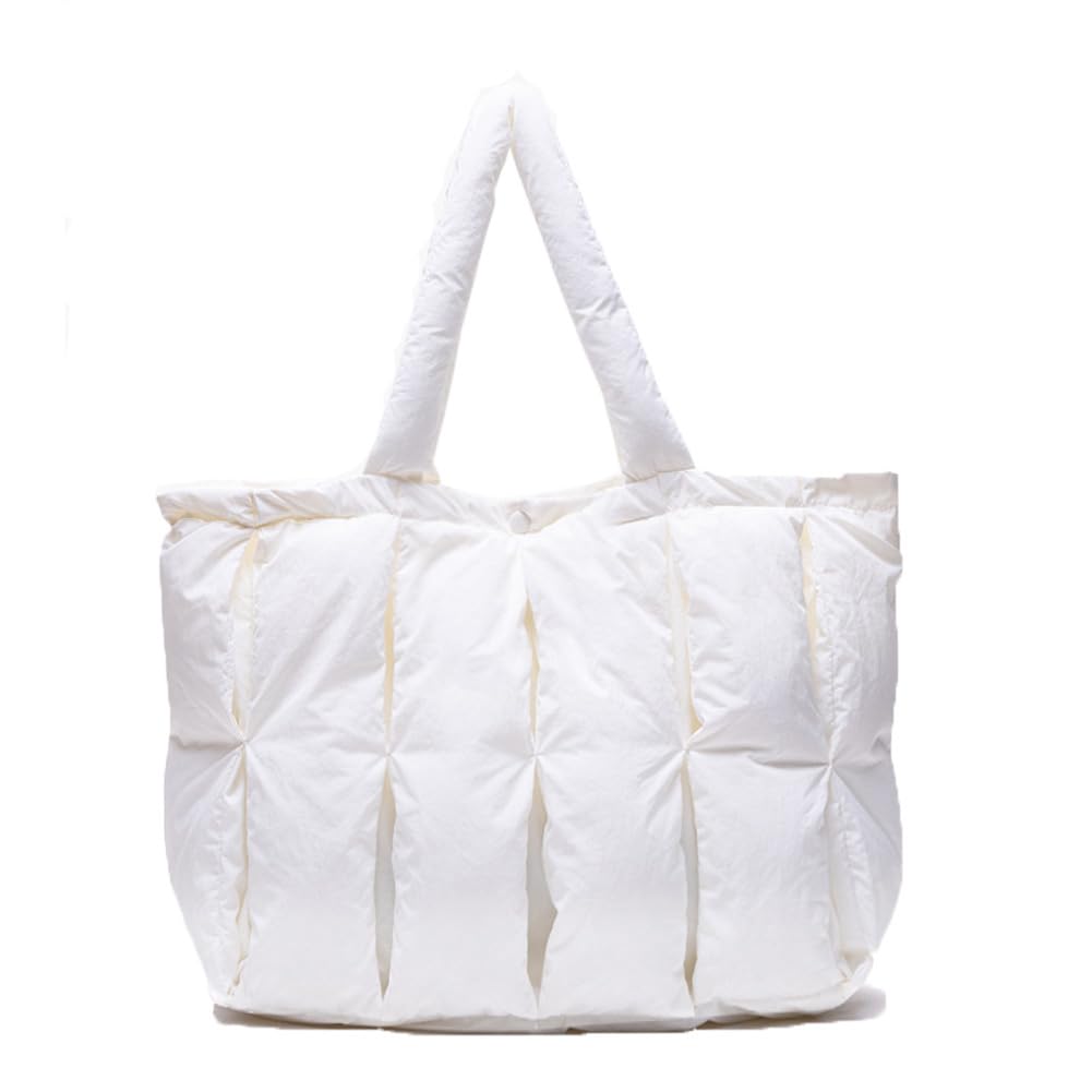 Zhoujazbb Puffer Tote Bag For Women Luxury Quilted Puffy Handbag Light Winter Shoulder Bag
