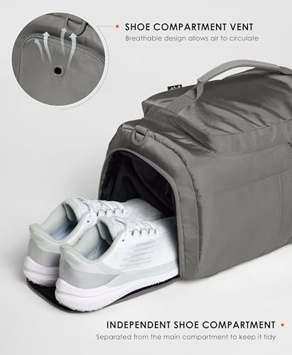 Image of Gym Bag for Women with Shoe Compartment and Wet Pocket Convertible Gym Backpack workout Duffel Bag Multiple Pockets 30L, Dark Grey, 2.9 liters, Modern