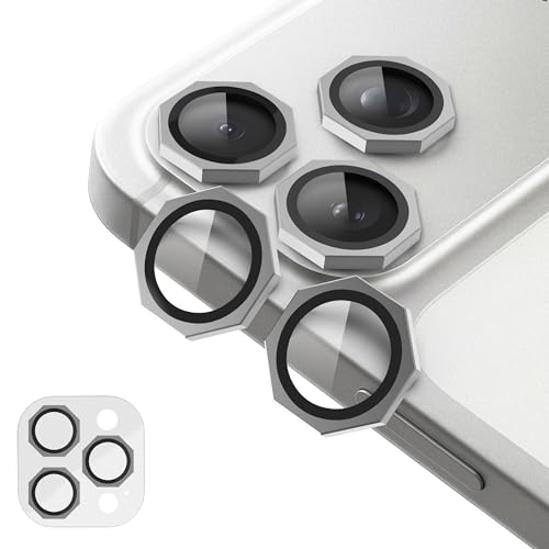 Image of GadgetBite Snaptra Octagon Camera Lens Protector Compatible with iPhone 17 Pro & iPhone 17 Pro Max - 9H Tempered Glass with Metal Ring, Scratch-Resistant Camera Cover - White