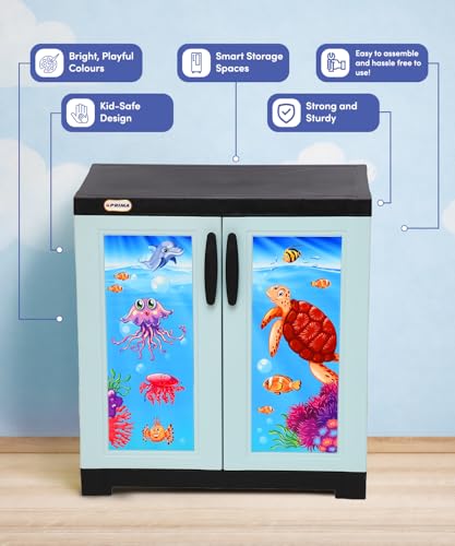 Image of Prima Viva-1 Junior Plastic Cabinet for Kid| 2-Compartment Multipurpose Organizer | Under Water-Theme Design | Strong & Spacious Cupboard for Toys, Clothes & Essentials