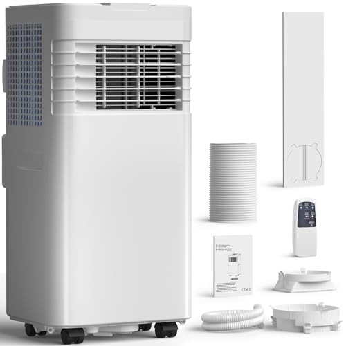 9000 BTU Portable Air Conditioner with Cooling Dehumidifying & Fan Functions Mobile Air Conditioning Unit with Window Seal Kit R290 Eco Gas Self-Evaporation Sleep Mode 24hr Timer for Room up to 25