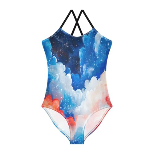 Starry Clouds Painting Girls Swimsuit Bathing Suit One Piece Swimsuits Summer Beach Swimwear