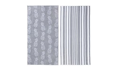 Great Bay Home, Towel, 100% Cotton Large Beach Towel Set Of 2 - Lightweight Quick Dry Beach Towel Pack - Beach Towel For Travel, Pineapple & Stripes #TOP25