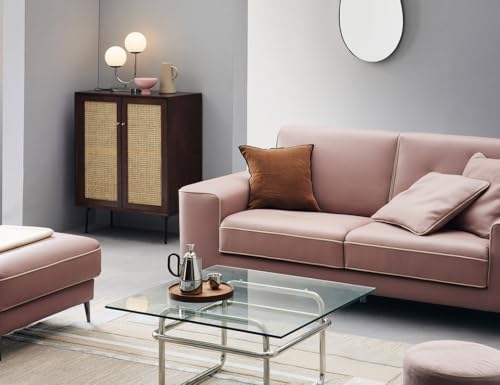 Image of Fabrique ASOS 3 Seater with Puffy Moden Design Leatherette Light Purple Sofa Sturdy Design with a Lightweight Frame & Stainless Steel Legs | Furniture for Home Office & Living Room