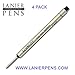 Lanier Combo Pack - 4 Pack - Schmidt P8126 Short Version Capless System Rollerball - Black Ink - 3.88