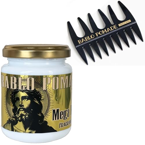 BABLO POMADE ポマード メガホールド メンズ 無香料 メッシュコーム セット 超ハード グリース 水性 水溶性 大容量 ヘアグリース 120g