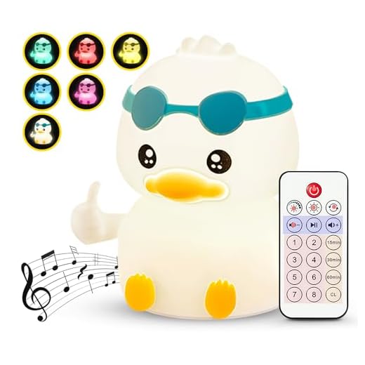 WeeTech Luz nocturna infantil de silicona con musica para dormir y control remoto | lampara quitamiedos recargable de luz LED cálida | maquina de ruido blanco para bebe | cable + control incluidos