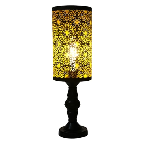 Image of DECOHOME Anitque Intricated Iron Base Metal Night Lamp (Black)