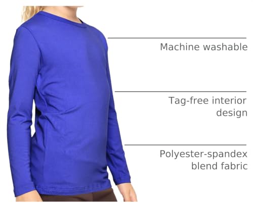 Image of Shirts for Girls Long Sleeve Crew Neck Top, Hoodie or 3 /4 Sleeve Soft Stretch Kids Lightweight Size 2-16