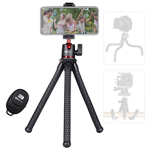 Phone Tripod,Flexible Camera Tripod,Sinfox Vlogging Bendable Travel Octopus Tripod Stand with Hidden Phone Holder w Cold Shoe and Remote Shutter,Suitable for iPhone,DSLR,GoPro,Android,DJI OSMO Action