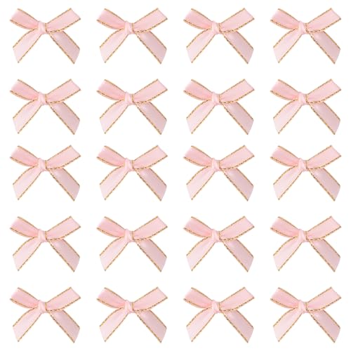 100pz Mini Fiocchi di Nastro, Fiocchi di Nastro Rosa Carini Piccoli Fiocchi di Nastro di Raso Fiocchi di Nastro con Fiocco per Confezioni Regalo Fiori Artigianali Decorazioni per Panetterie