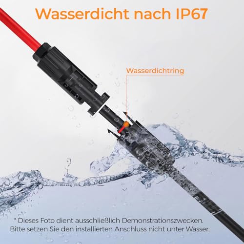 GLIESE Solarkabel 6mm² Kabel,H1Z2Z2-K Solar Verlängerungskabel mit Solarpanel Buchse und Stecker,PV Kabel,Rot+Schwarz Solar Kabel Für Solarpanel Kabel (6mm² x 10m)