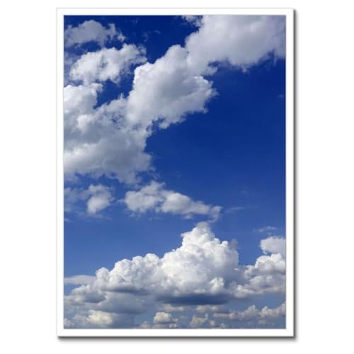 Poster encadré nuages gonflés de qualité supérieure décoration murale de luxe 50x70