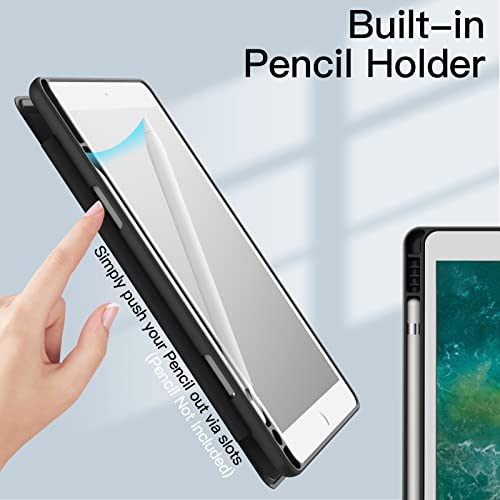 Image of JETech Cover Case for iPad Pro 10.5-Inch and iPad Air 3 (10.5-Inch 2019, 3rd Generation) with Pencil Holder, Clear Transparent Back Shell Slim Stand Shockproof Tablet Cover (Black)