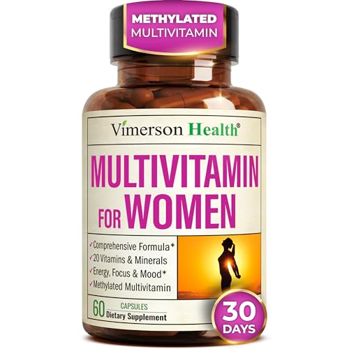 Methylated Multivitamin for Women w/Bioavailable Vitamins, Chelated Minerals, Vitamin D, B12, C, A & Zinc for Energy, Focus and Immune Health – Premium Womens Multivitamins & Multiminerals – 60 Caps