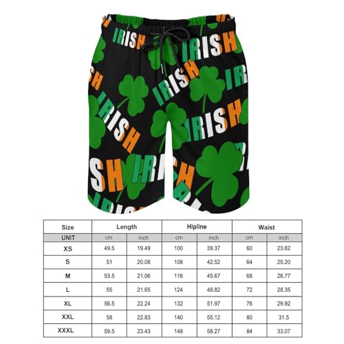 Irish Ireland Shamrocks St Patricks Day Men's Swim Trunks Board Shorts Beachshorts Swimsuits with Pockets Mesh Liner2