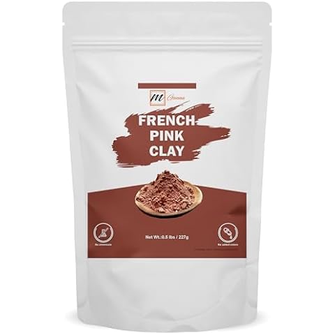 mGanna French Pink Clay Powder 0.5 LBS / 227 GMS Rose Clay for DIY Facial Masks, Creams, Soft Peels and Scrubs, and Soap Making Cover