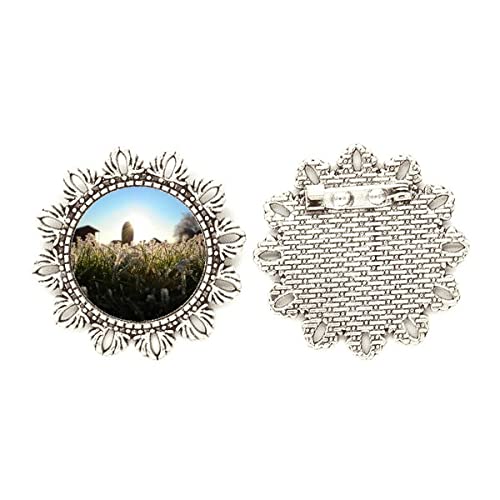 Broche de bosque verde con gancho seguro que evita caídas pin de pecho de paisaje