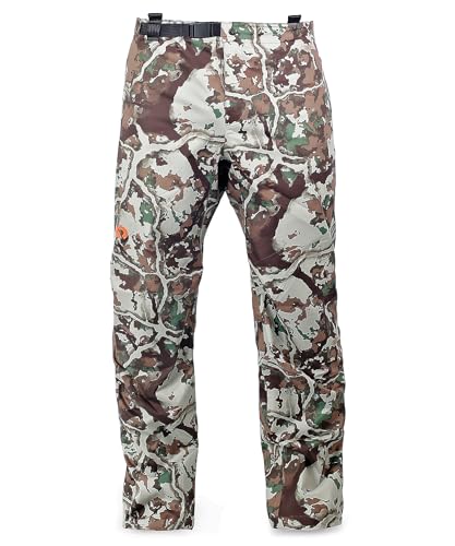 First Lite Men's Boundary Stormtight Pant - Lightweight Packable Waterproof Camo Hunting Pants - First Lite Fusion - Large