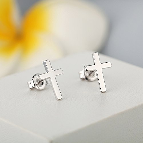 Cross Earrings For Men Women Cross Earrings Silver Cross Stud Earrings Mini Cross Earring Studs Mens Stud Cross Earrings Platinum Stud Sterling Silver Cross Earrings For Women Nickel Free #TOP3