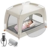 QPAU Inflatable Toddler Travel Bed with Tent – Lightweight Blow Up Kids Air Mattress...
