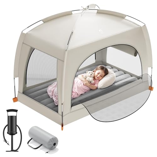 QPAU Inflatable Toddler Travel Bed with Tent –...