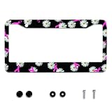 Personalise Breast Cancer Pink Ribbon Daisy License Plate Frames License Plate Frame Car Universal S