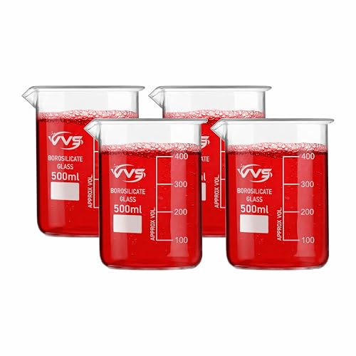 Image of VVS Borosilicate Glass Beaker 500ml pack of 4 of For School College, Lab Laboratry and professional use