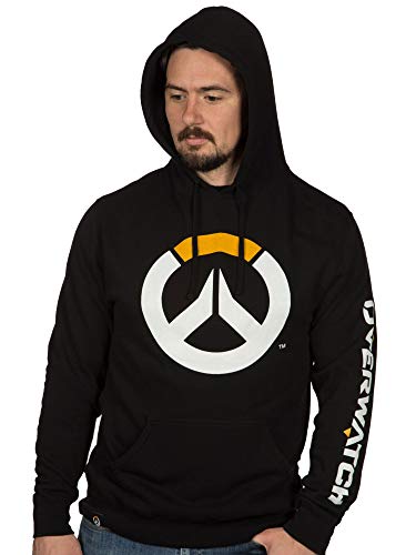 JINX Overwatch Men's Logo Pullover Hoodie, Black, Medium
