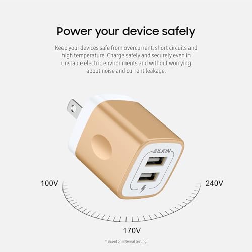 Image of USB Wall Charger, Charger Block, 2.1A Multiport Fast Charge Power Brick | USB Cube Plug Box Base Adapter for Apple, iPhone, Cell Phone Smart Devices