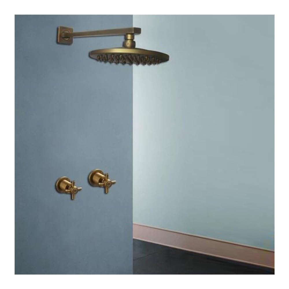 Robinet de douche mural en laiton antique avec pommeau pluie 8 pouces XT391