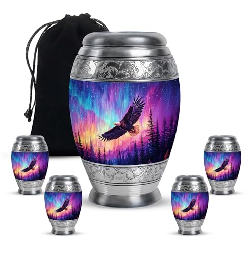Image of Eagle Urn Keepsake Urn for Ashes Adult Male & Female 1 Large & 4 Small | Burial Urns for Mom & Dad, Small Cremation Urns, Small Keepsake Urn