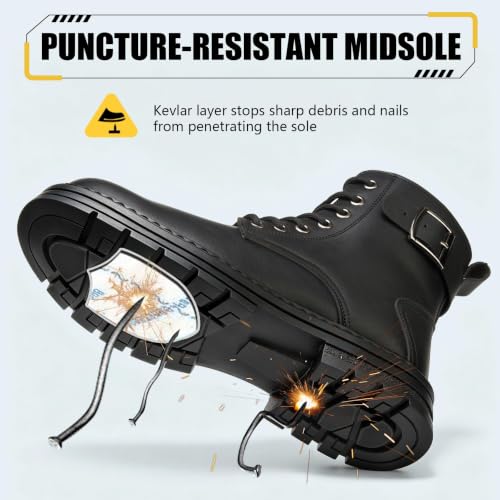 Image of Steel Toe Boots for Men & Women,Slip On Work Boots for Construction