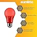 Sunlite 40471 LED A19 Colored Light Bulb, 3 Watts (25w Equivalent), E26 Medium Base, Non-Dimmable, UL Listed, Party Decoration, Holiday Lighting, 6 Count, Red