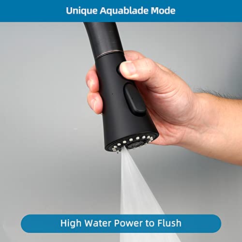 Hygie Rinse Black Kitchen Faucet Head Replacement with 15 Adapter Kit Compatible with American Standard/Kohler/Moen/Delta Faucets, 3 Function Pull Down Sink Faucet Spray Head, Matte Black