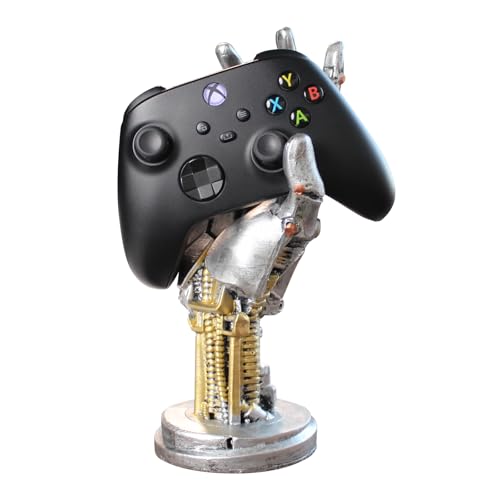 IOO6Z8SY Cyberpunk Kunstwerk – Gaming Kopfhörerständer und Controller Ständer – Futuristisches Metalloptik Dekor – Gamer Schreibtischdekoration-Roboterarm