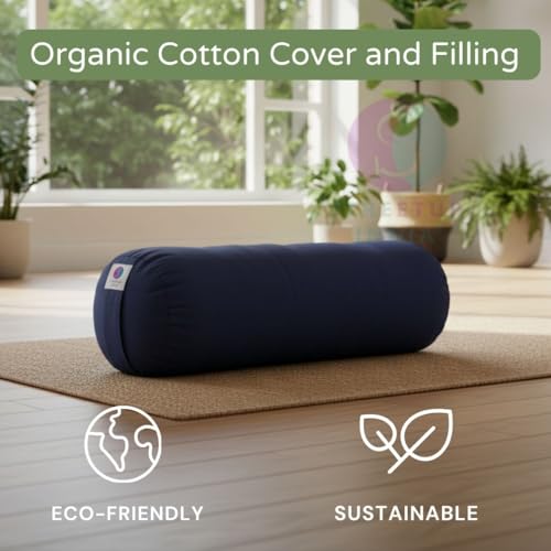 Image of Streetup India Yoga Bolster for Iyengar Yoga With Premium Cotton Washable Cover (Blue, Standard)