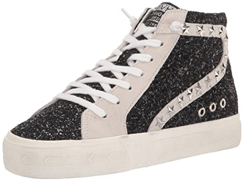 VINTAGE HAVANA Womens Dormy Studded Glitter High Slip On Sneakers Shoes Casual - Black