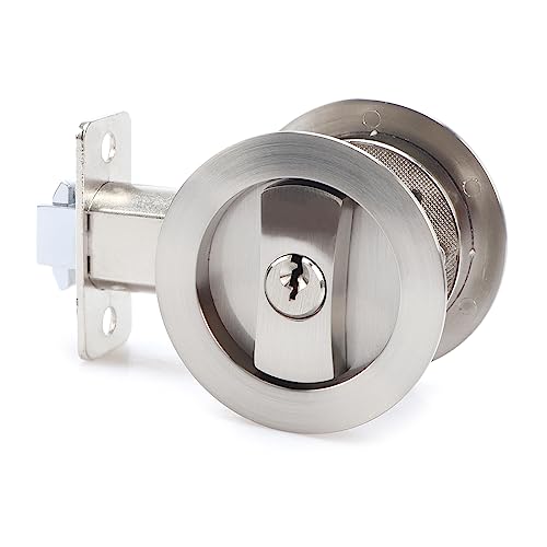 Cerrojo corredizo para puerta con llave, privacidad, diseño redondo para puertas corredizas, reemplazo rápido y fácil de herrajes dañados miniatura 1