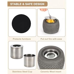 4-inch Concrete Table Top Fire Pit - Indoor/Outdoor Fireplace Rubbing Alcohol Burner & S’Mores Maker with Extinguisher for Balcony & Patio Use 4 inch Concrete Table Top Fire Pit IndoorOutdoor Fireplace Rubbing Alcohol Burner SMores Maker with Extinguisher for Balcony Patio Use