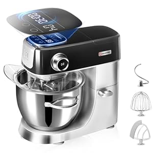 Hauswirt High-End Smart Stand Mixer M5, LED Touchscreen Mixers Kitchen Electric Stand Mixer with 5 Preset Menus, 5.3Qt Dough Mixer, 11speeds Kitchen Mixer with Egg Whisk, Dough Hook, Beater, Black