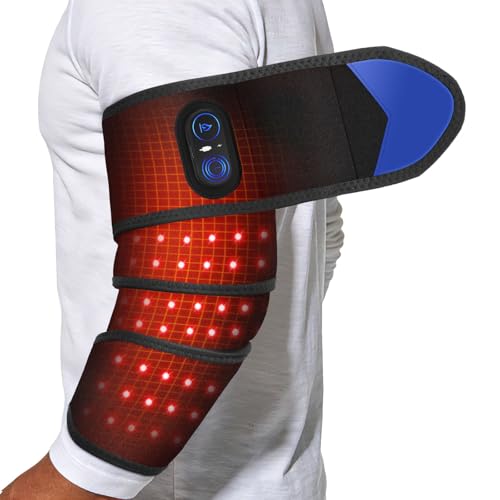 Cordless Arm Heating Pad Wrap with Red Light, 5000mAh Elbow Heating Pad Wrap, Fast Heating, Heated Elbow Arm Sleeve with 3 Heat & Timing Settings