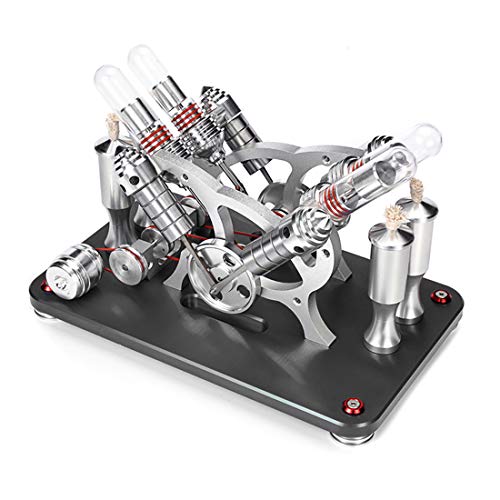 ๐ Crazy Deals RuiyiF Metal Stirling Engine Kit 4 Cylinder with Electricity Generator Model, Hot Air Stirling Engine Motor for Class Teaching, Project, Desktop Educational Toy, Collection ๐ Crazy Deals RuiyiF Metal Stirling Engine Kit 4 Cylinder with Electricity Generator Model, Hot Air Stirling Engine Motor for Class Teaching, Project, Desktop Educational Toy, Collection