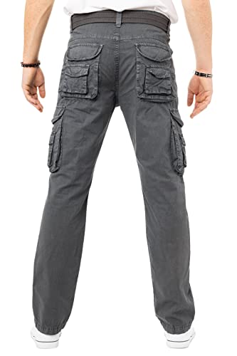 X RAY Mens Cargo Pants, Soft Cotton W/Deep Pockets & Belt Cargo Pants for Men Work and Travel2