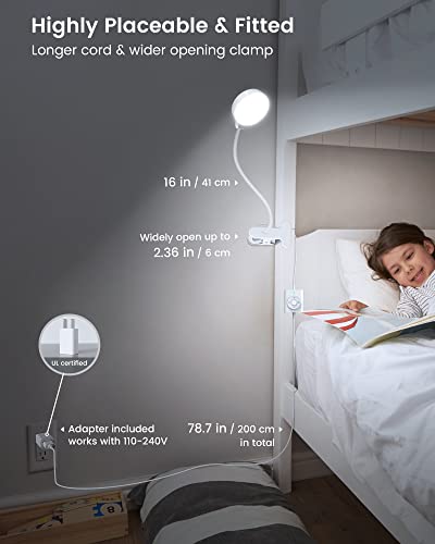 Glocusent 5W Clip on Light, 3 Colors & 5 Brightness Reading Light for Bed - image 6