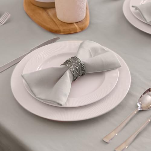Image of Encasa XO Cotton Napkins for Dining Table | Set of 6, Size 43x43 cm | Machine Washable Reusable Table Napkin, Soft & Absorbent, Elegant Table Decor for Kitchen, Hotels, Party - Light Grey