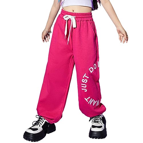 Image of Rolanko Girls' Jogger Pants Active Kids Sweatpants with Pocket Hip Hop Streetwear Trousers 4-14 Years
